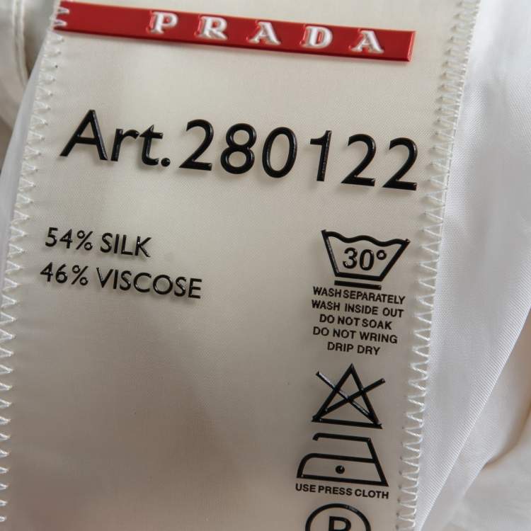 Pre Owned Prada Cream Silk Drawstring Waist Hooded Jacket S