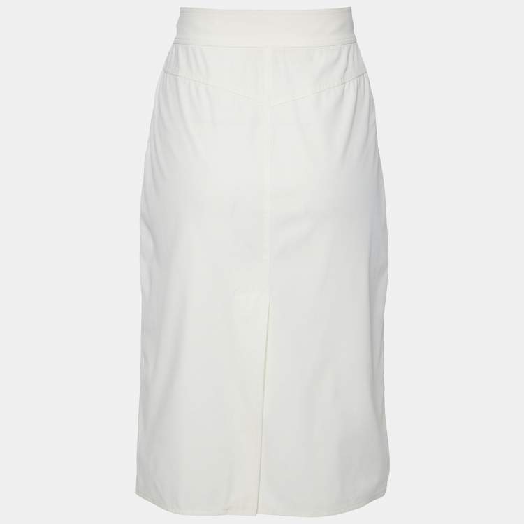 Pre Owned Prada Sport Off-White Nylon Pencil Skirt M