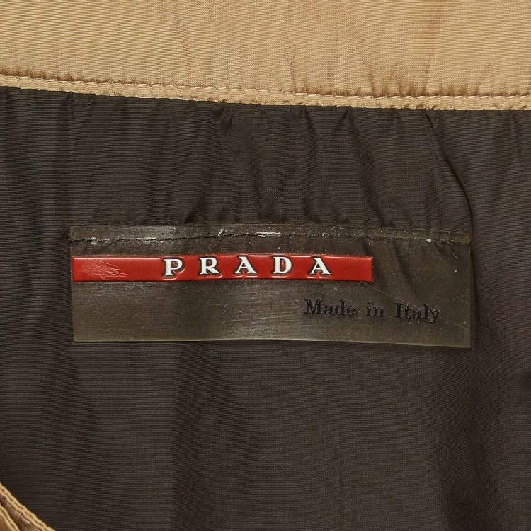 Pre Owned Prada Sport Brown Nylon Zip Detail Knee Length Skirt S