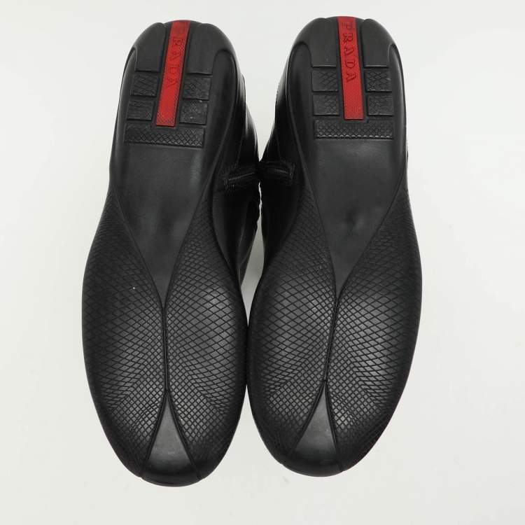 Pre Owned Prada Sport Black Leather Knee Length Boots Size 38