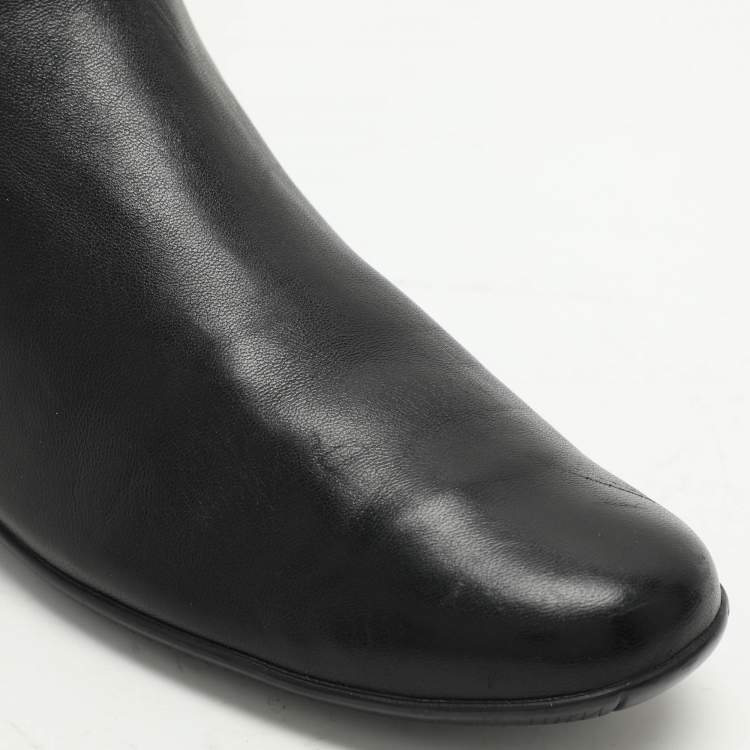 Pre Owned Prada Sport Black Leather Knee Length Boots Size 38