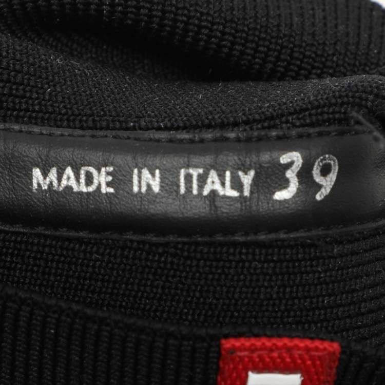 Pre Owned Prada Sport Black Knit Fabric High Top Sneakers Size 39