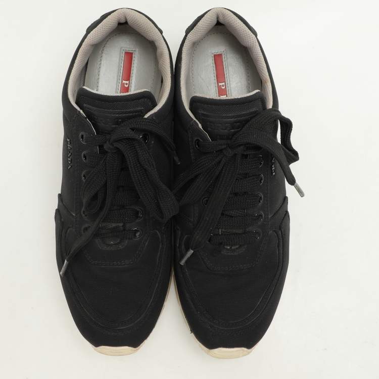 Pre Owned Prada Sport Black Nylon Low Top Sneakers Size 39