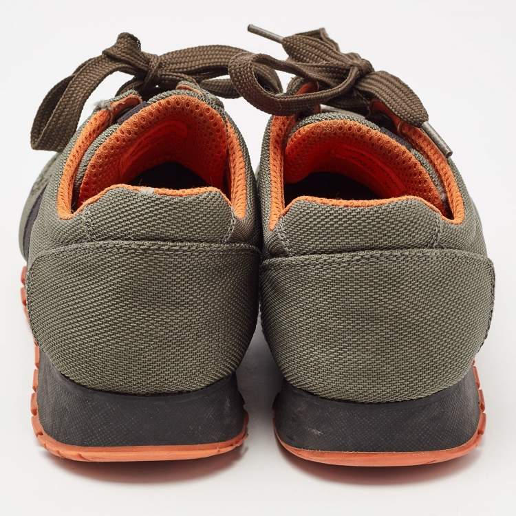 مملوكة مسبقًا Prada Sport Olive Green/Black Nylon Low Top Sneakers Size 37