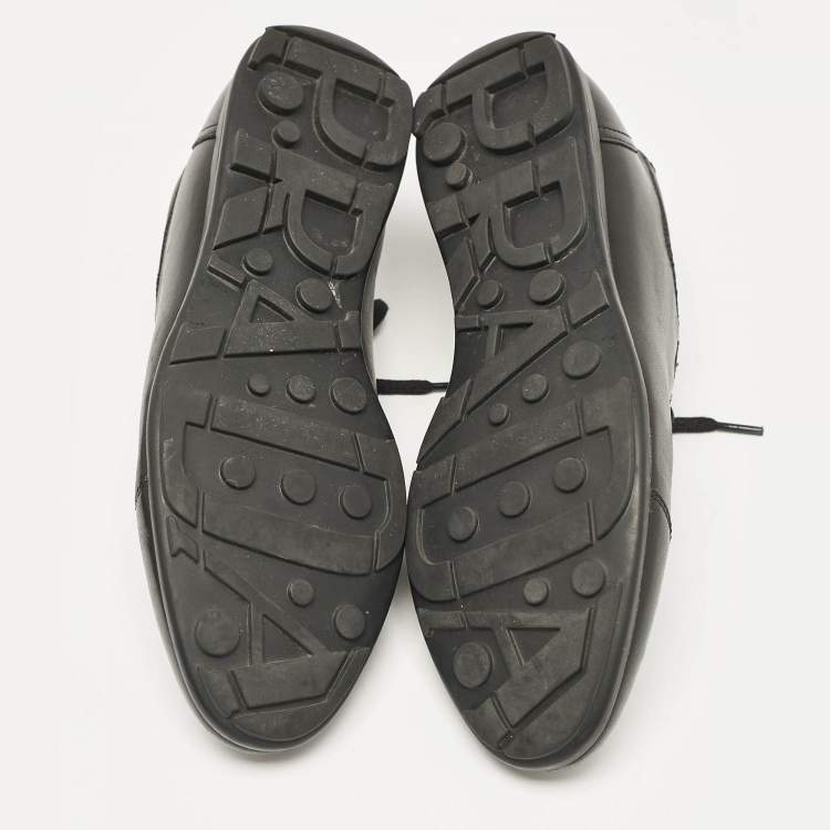 Pre Owned Prada Sport Black Leather Low Top Sneakers Size 36.5