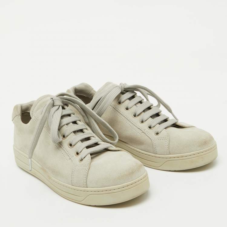 Pre Owned Prada Sport Light Grey Suede Low Top Sneakers Size 38