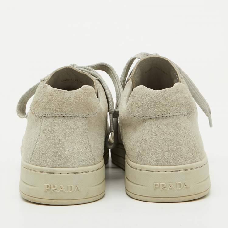Pre Owned Prada Sport Light Grey Suede Low Top Sneakers Size 38