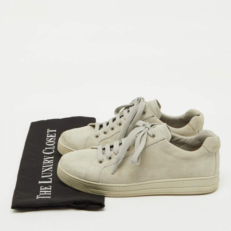 Pre Owned Prada Sport Light Grey Suede Low Top Sneakers Size 38