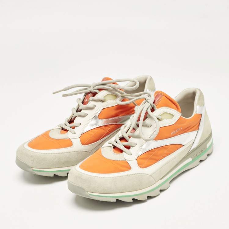 Pre Owned Prada Sport Multicolor Leather and Suede Low Top Sneakers Size 41