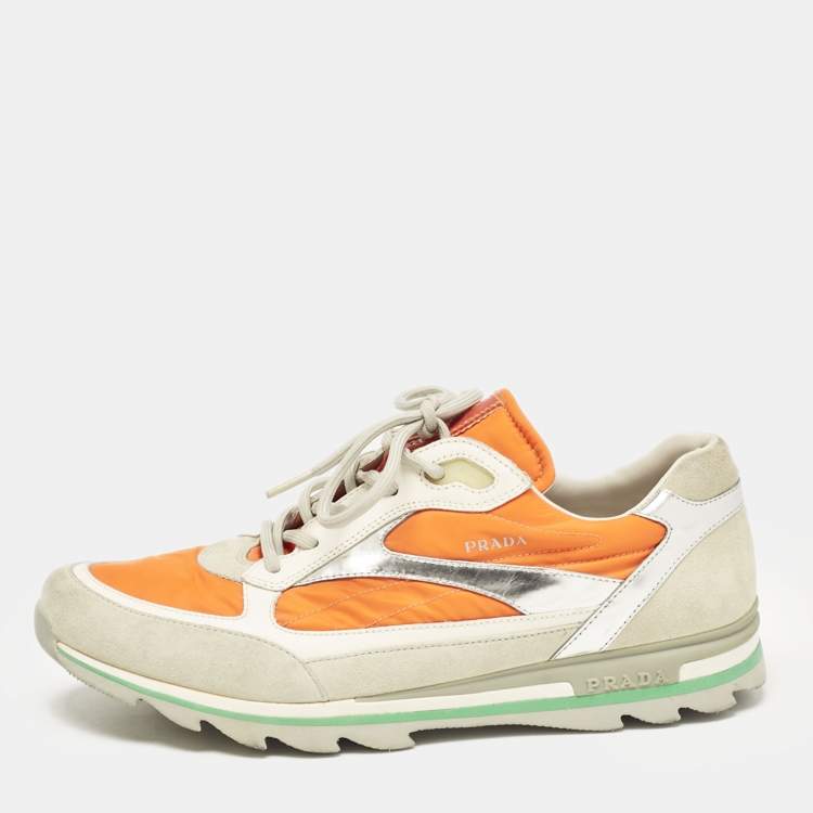 Pre Owned Prada Sport Multicolor Leather and Suede Low Top Sneakers Size 41