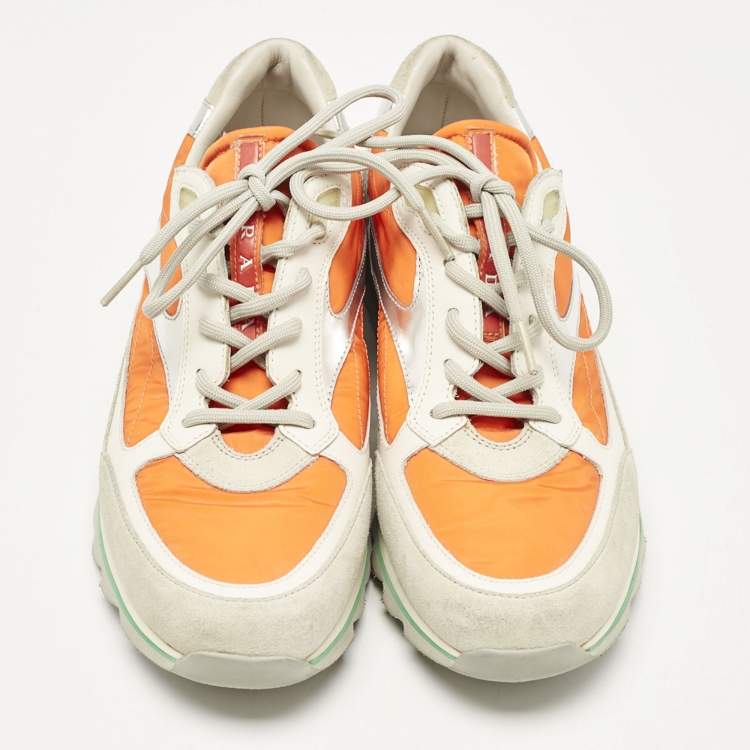 Pre Owned Prada Sport Multicolor Leather and Suede Low Top Sneakers Size 41