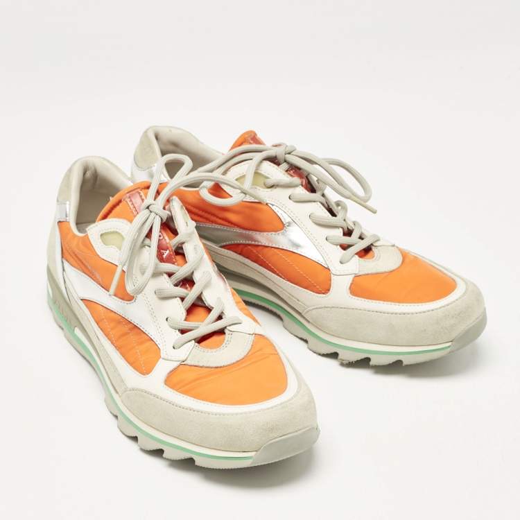 Pre Owned Prada Sport Multicolor Leather and Suede Low Top Sneakers Size 41