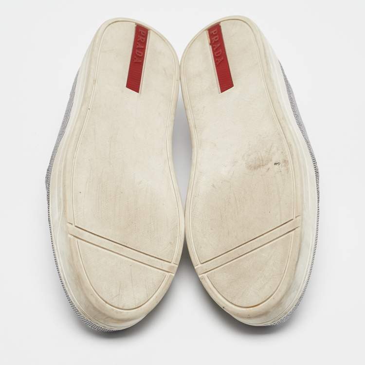 Pre Owned Prada Sport Silver Nylon Slip On Sneakers Size 39