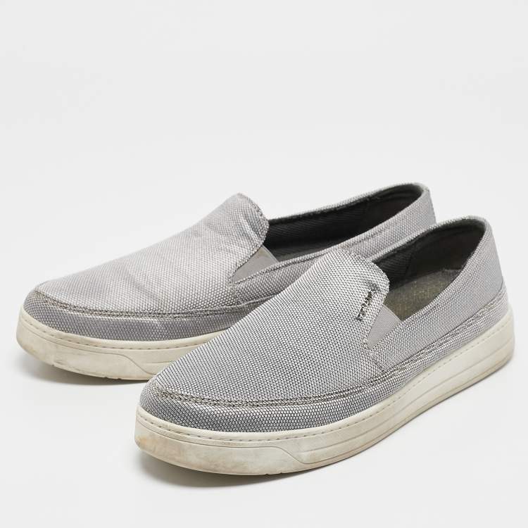 Pre Owned Prada Sport Silver Nylon Slip On Sneakers Size 39