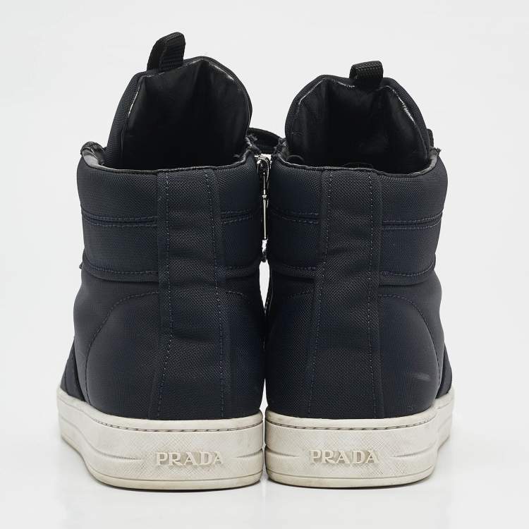 Pre Owned Prada Sport Navy Blue Canvas High Top Sneakers Size 39