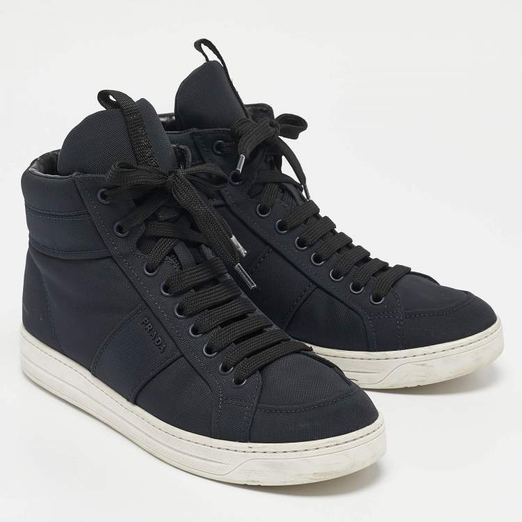 Pre Owned Prada Sport Navy Blue Canvas High Top Sneakers Size 39