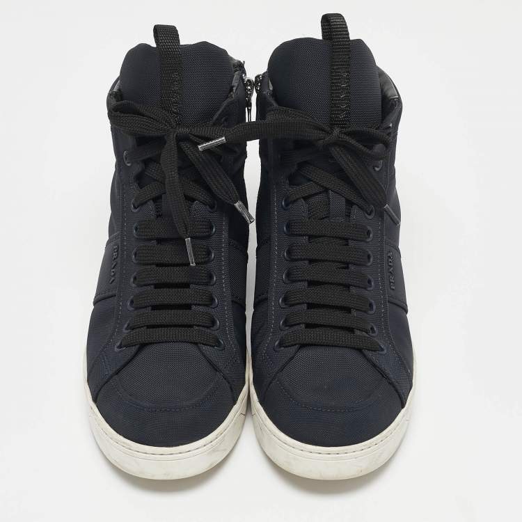Pre Owned Prada Sport Navy Blue Canvas High Top Sneakers Size 39