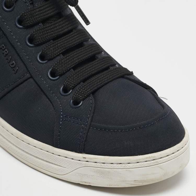 Pre Owned Prada Sport Navy Blue Canvas High Top Sneakers Size 39