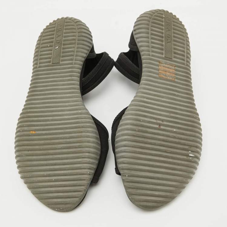 Pre Owned Prada Sport Black Fabric Ankle Strap Flat Sandals Size 38