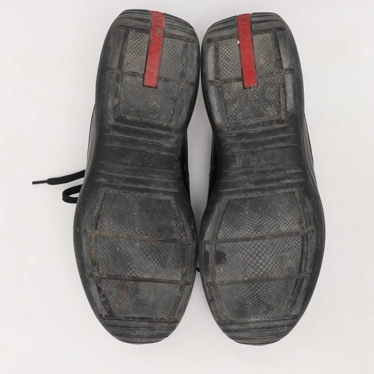 Pre Owned Prada Sport Black Leather and Mesh Low Top Sneakers Size 39