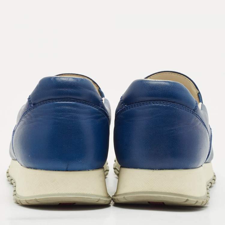 Pre Owned Prada Sport Blue Leather Slip On Sneakers Size 39.5