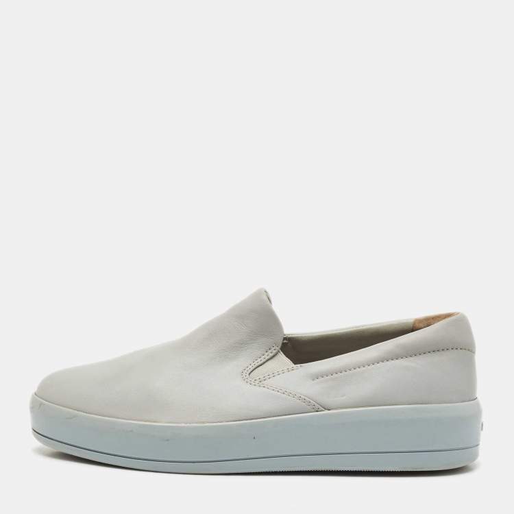 Pre Owned Prada Sport Grey Leather Slip On Sneakers Size 36.5