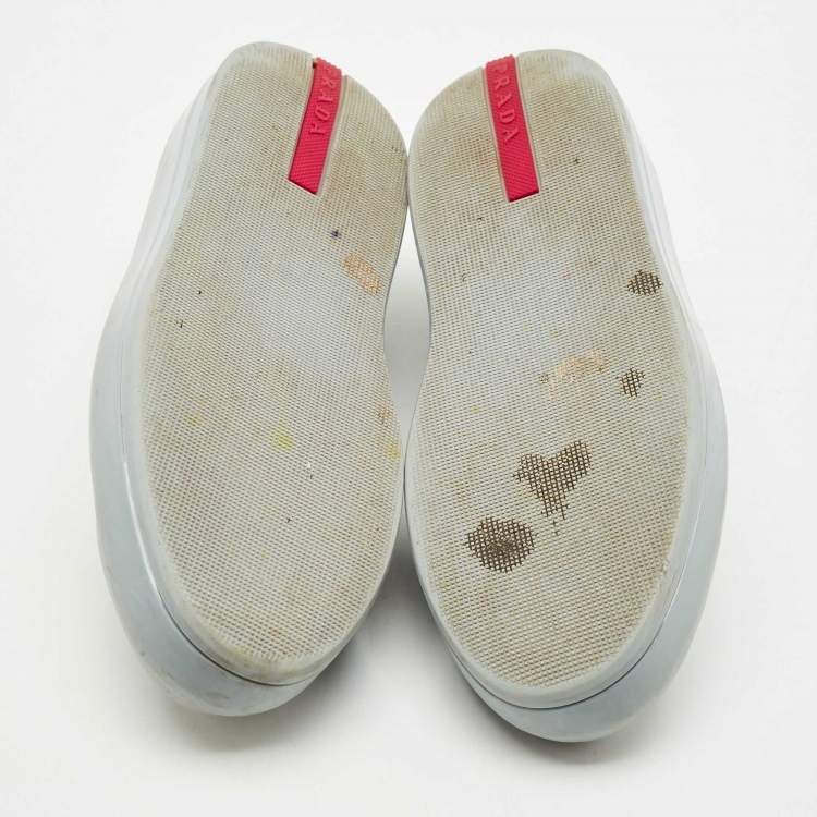 Pre Owned Prada Sport Grey Leather Slip On Sneakers Size 36.5