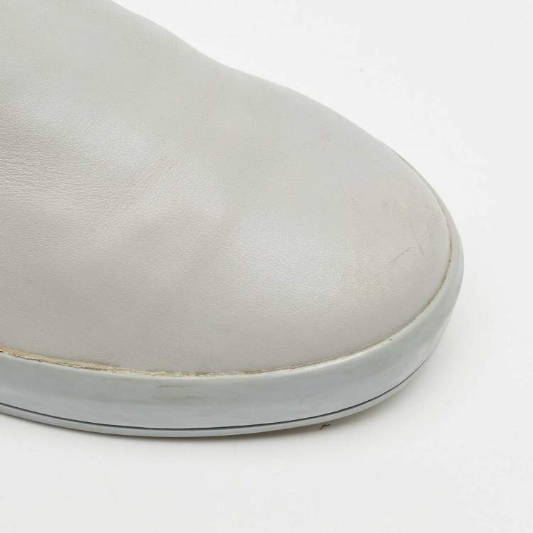 Pre Owned Prada Sport Grey Leather Slip On Sneakers Size 36.5
