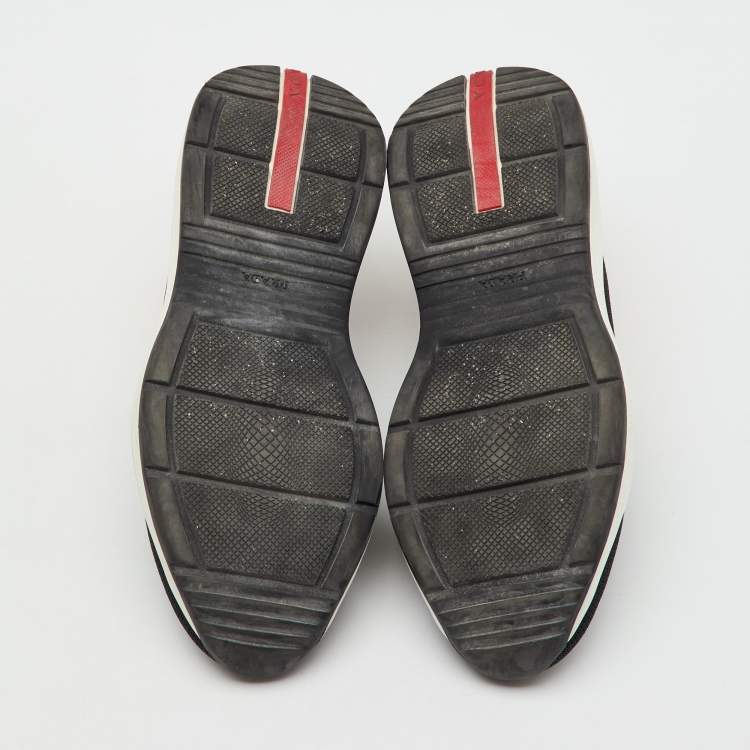 Pre Owned Prada Sport Black/Orange Mesh and Neoprene Chunky Sneakers Size 36