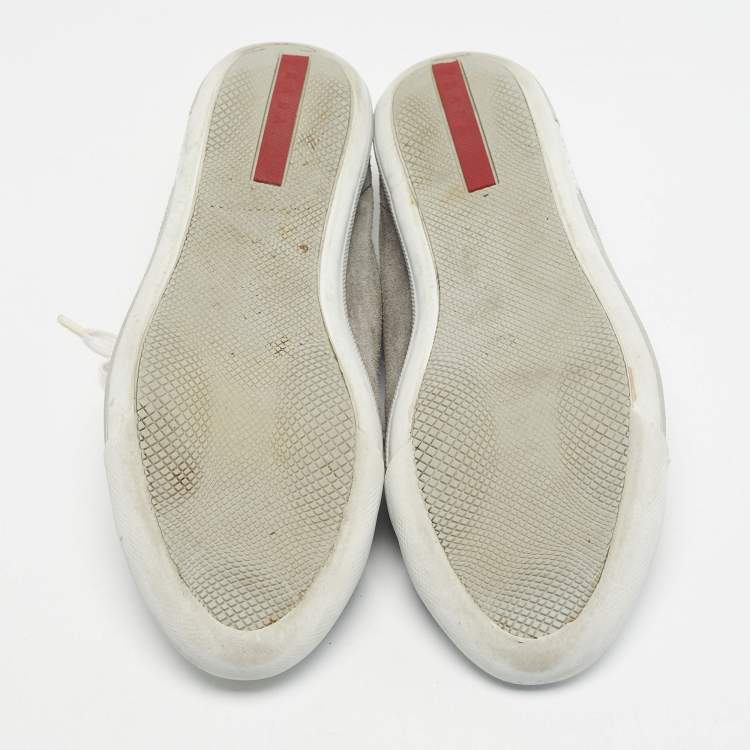 Pre Owned Prada Sport Grey Suede Lace Up Sneakers Size 38