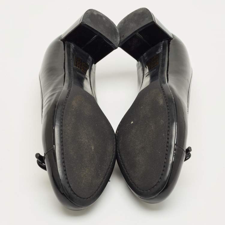 Pre Owned Prada Sport Dark Green Patent Leather Block Heel Pumps Size 36.5