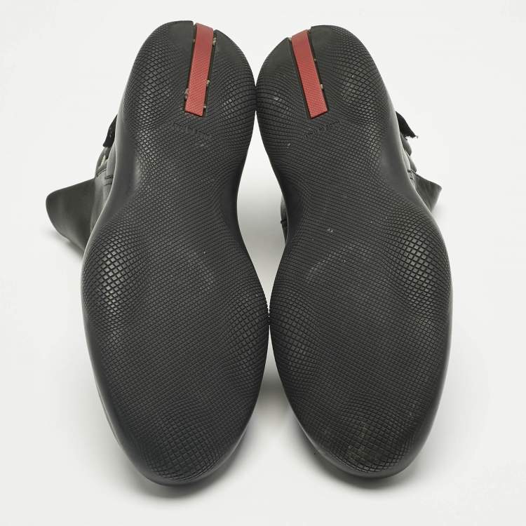 Pre Owned Prada Sport Black Leather High Top Sneakers Size 37