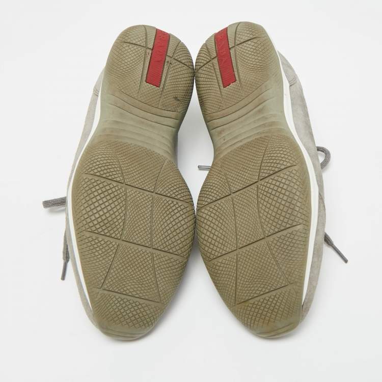 Pre Owned Prada Sport Size 36.5 Grey Suede Low Top Sneakers