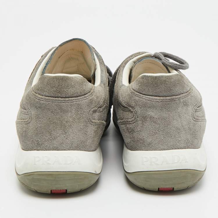 Pre Owned Prada Sport Size 36.5 Grey Suede Low Top Sneakers