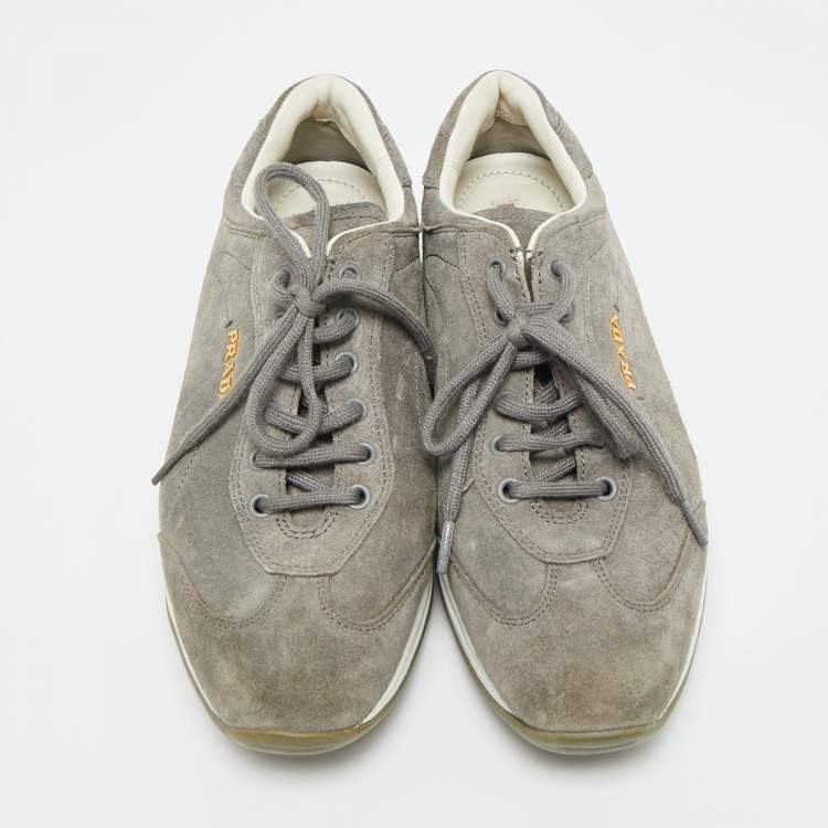 Pre Owned Prada Sport Size 36.5 Grey Suede Low Top Sneakers