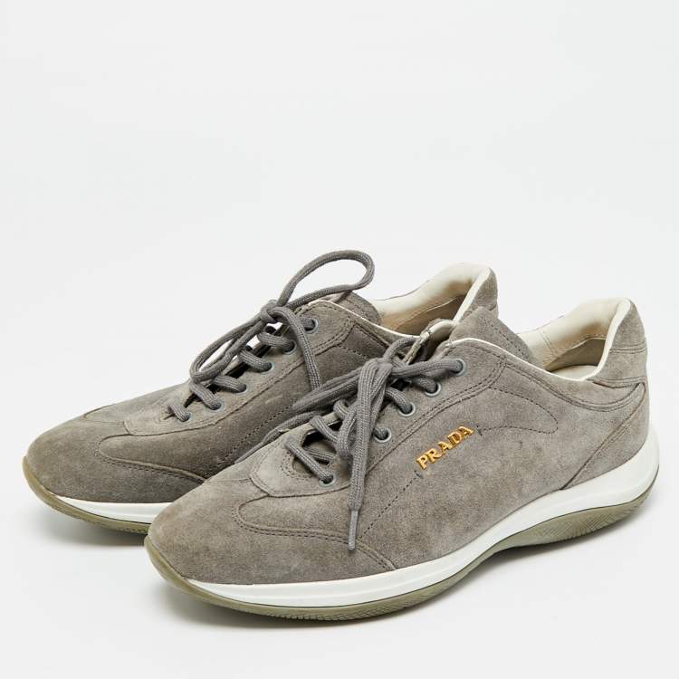 Pre Owned Prada Sport Size 36.5 Grey Suede Low Top Sneakers