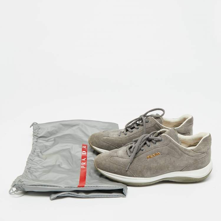 Pre Owned Prada Sport Size 36.5 Grey Suede Low Top Sneakers
