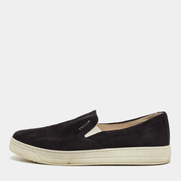 Pre Owned Prada Sport Size 38 Black Suede Slip On Sneakers 