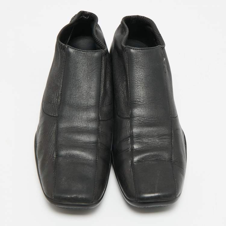 Pre Owned Prada Sport Size 38 Black Leather Slip On Sneakers