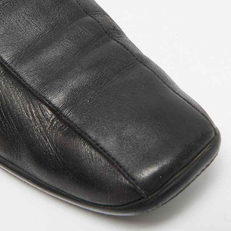 Pre Owned Prada Sport Size 38 Black Leather Slip On Sneakers