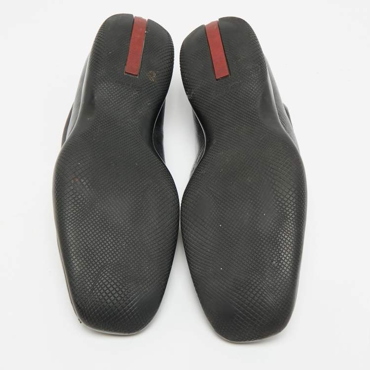 Pre Owned Prada Sport Size 38 Black Leather Slip On Sneakers