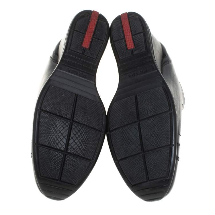 Pre Owned Prada Sport Black Leather Wedge Sneakers Size 39