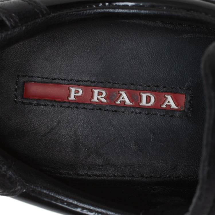 Pre Owned Prada Sport Black Leather Wedge Sneakers Size 39