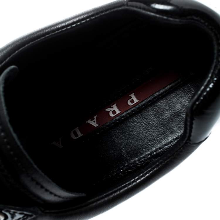 Pre Owned Prada Sport Black Leather Lace Up Sneakers Size 37