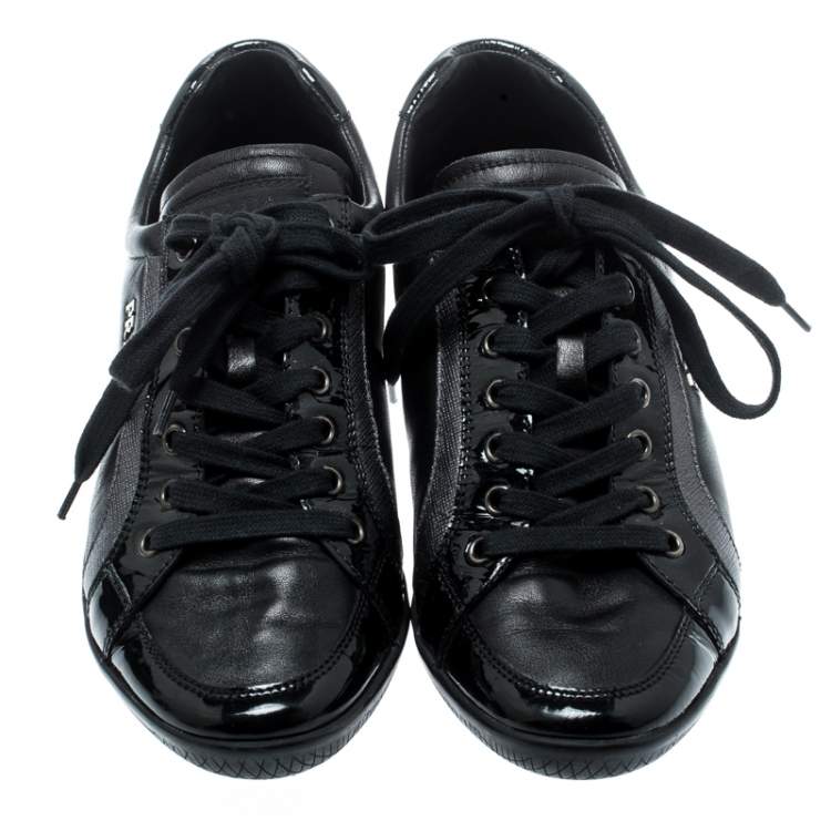 Pre Owned Prada Sport Black Leather Lace Up Sneakers Size 37