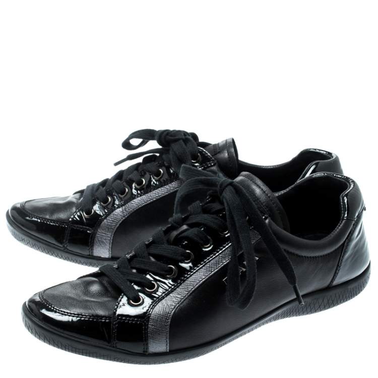 Pre Owned Prada Sport Black Leather Lace Up Sneakers Size 37
