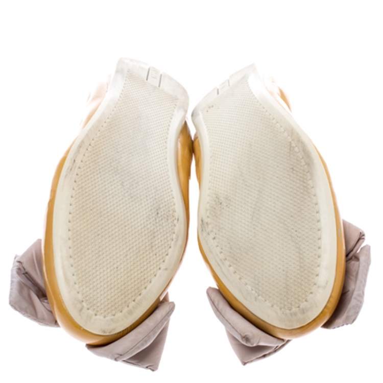 Pre Owned Prada Mustard Patent Leather Bow Ballet Flats Size 39