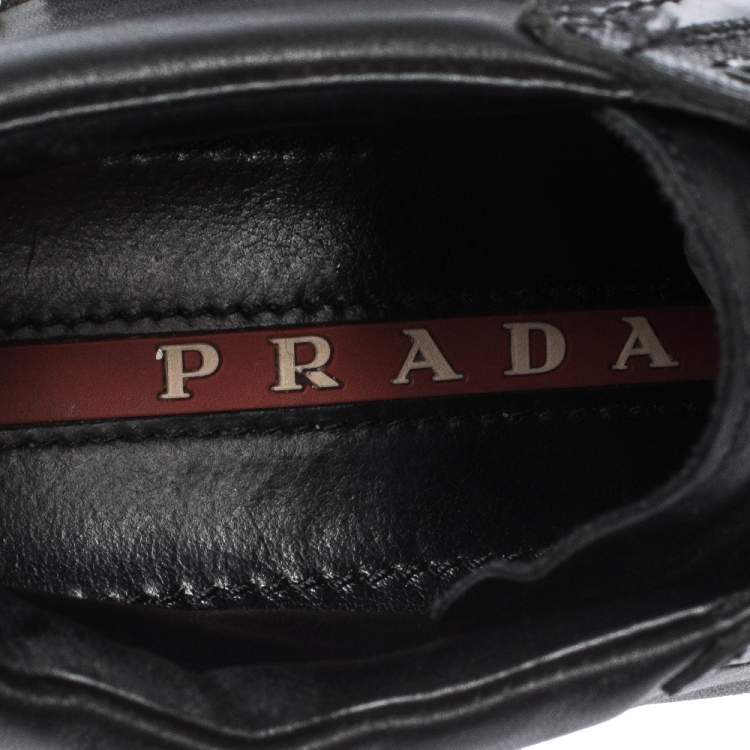 Pre Owned Prada Sport Black Leather Lace up Sneakers Size 35.5