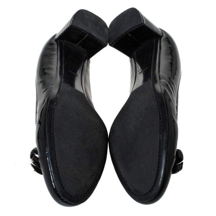 مملوكة مسبقًا Prada Sport Patent Leather Bow Round Toe Pumps Size 39