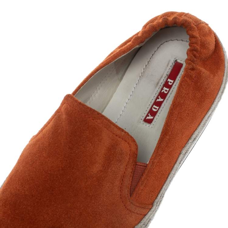 مملوكة مسبقًا Prada Sport Orange Suede Espadrille Sneakers 37.5